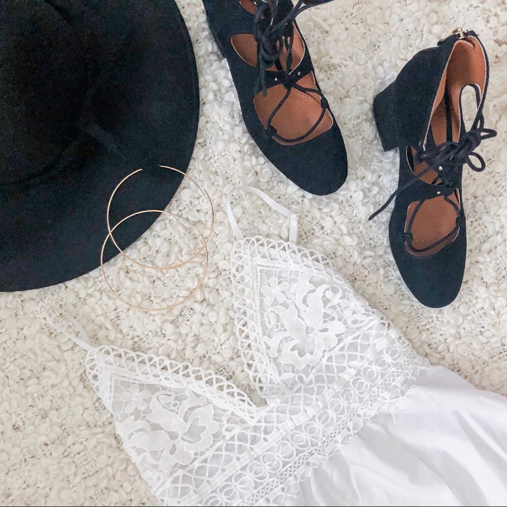 WHITE EMBROIDERED RUFFLE HEM SLIP DRESS - Picture 3 of 7